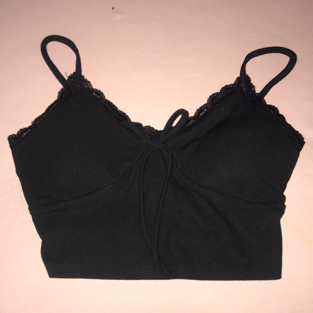 cropped black tank top